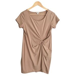 Cuyana Twist Front Pima Cotton Dress Nude Sz XS